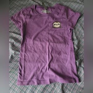 Charming Purple Kids' Tee with Sloth Pocket
